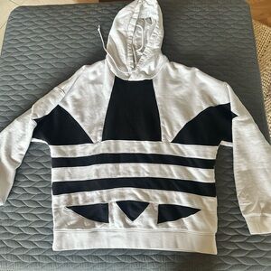 adidas White Hoodie with Black Logo Detail